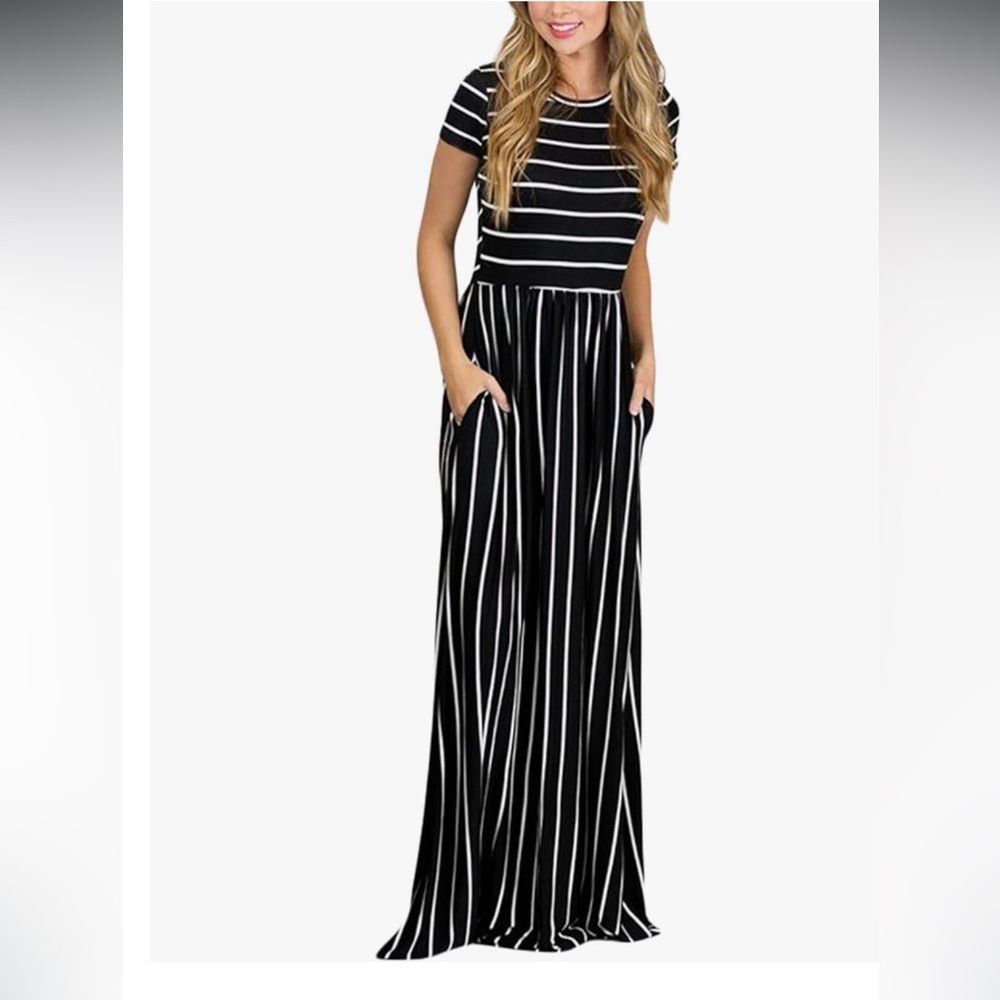 Black striped maxi dress